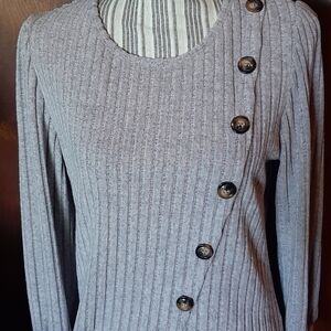 Cream Ribbed Crew Neck Sweater